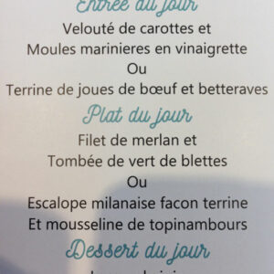 Menu du jour à La Cantine Française