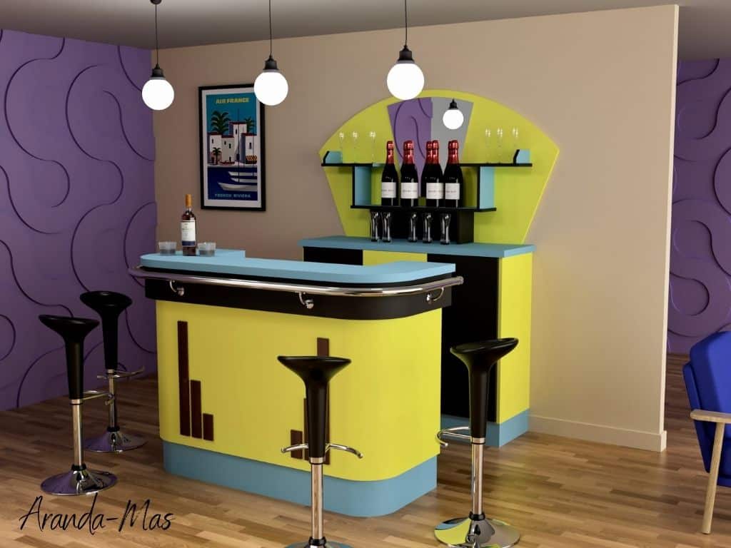Home Bar avec comptoir style FORMICA