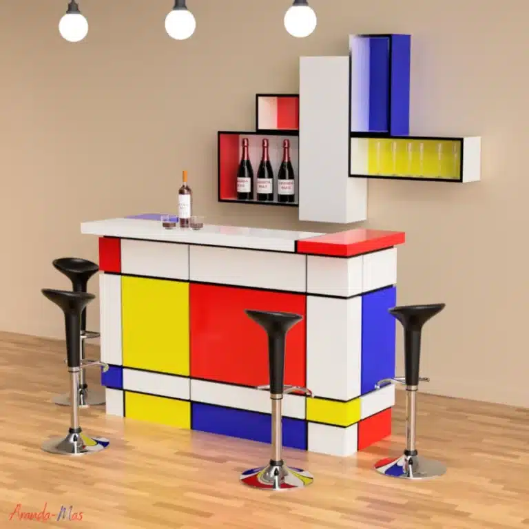 Coin bar chez soi avec comptoir style MONDRIAN