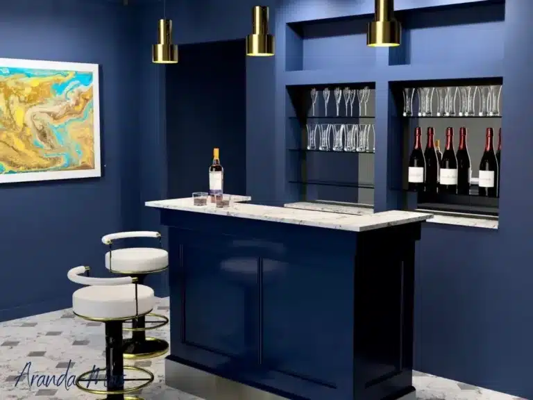 Coin bar chez soi avec comptoir en marbre de Calacatta