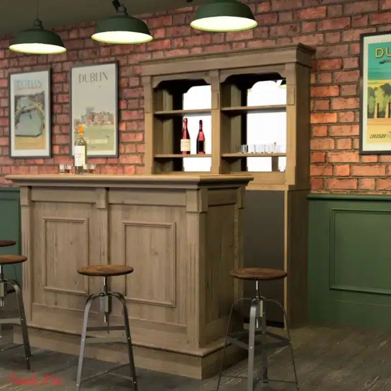 Petit bar de maison avec comptoir en chêne massif style Pub
