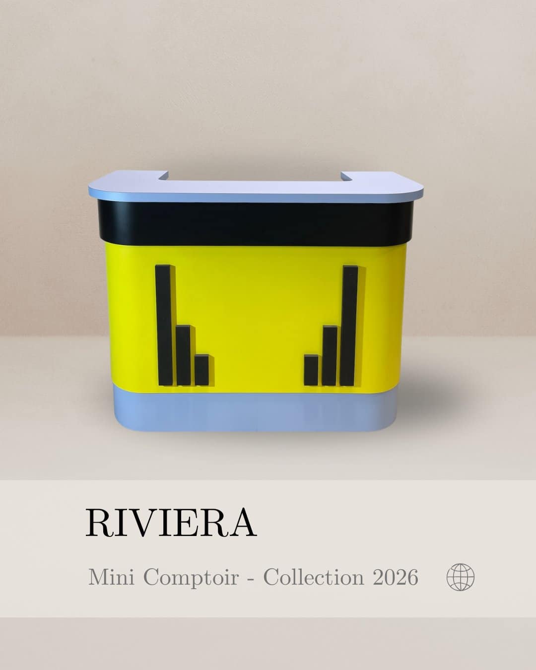 Mini comptoir Riviera de la collection 2026, comptoir coloré au design graphique et esprit bord de mer.